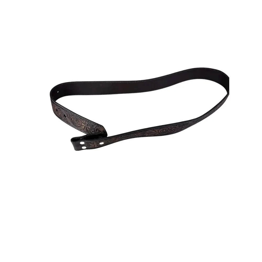 NOCONA BELT BROWN EMBOSSED CROSS NO BUCKLE N3483802 Size Large